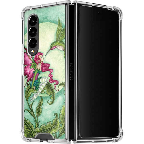 Amy Brown Flirting Fairy and Hummingbird Galaxy Z Fold4 5G Clear Case