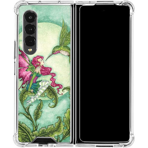 Amy Brown Flirting Fairy and Hummingbird Galaxy Z Fold4 5G Clear Case