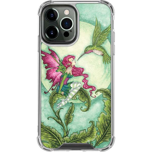 Amy Brown Flirting Fairy and Hummingbird iPhone 13 Pro Max Clear Case