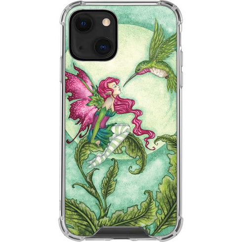 Amy Brown Flirting Fairy and Hummingbird iPhone 14 Plus Clear Case