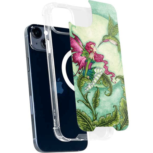 Amy Brown Flirting Fairy and Hummingbird iPhone 14 Plus MagSafe Case