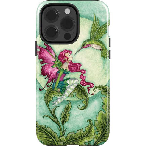 Amy Brown Flirting Fairy and Hummingbird iPhone 14 Pro Impact Case