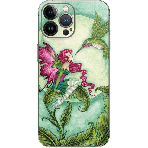 Amy Brown Flirting Fairy and Hummingbird iPhone 14 Pro Max Skin