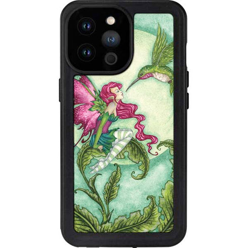 Amy Brown Flirting Fairy and Hummingbird iPhone 14 Pro Max Waterproof Case