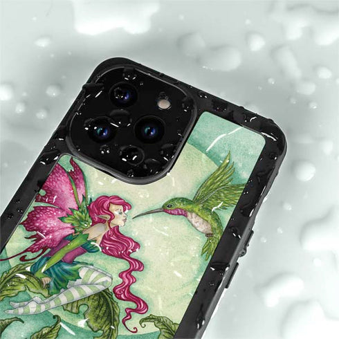 Amy Brown Flirting Fairy and Hummingbird iPhone 14 Pro Max Waterproof Case