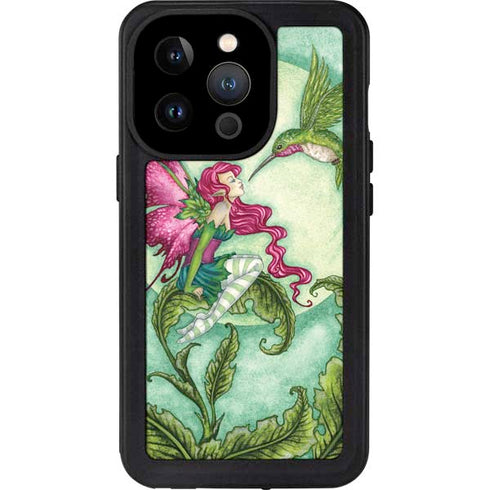 Amy Brown Flirting Fairy and Hummingbird iPhone 14 Pro Waterproof Case
