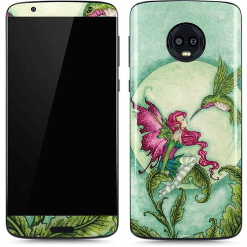 Amy Brown Flirting Fairy and Hummingbird Moto G6 Skin