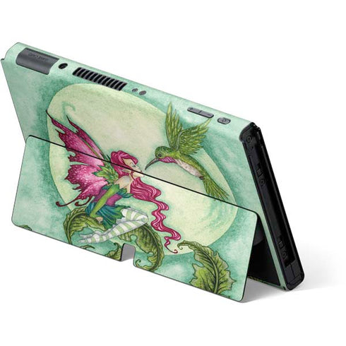 Amy Brown Flirting Fairy and Hummingbird Nintendo Switch OLED (2021) Skin