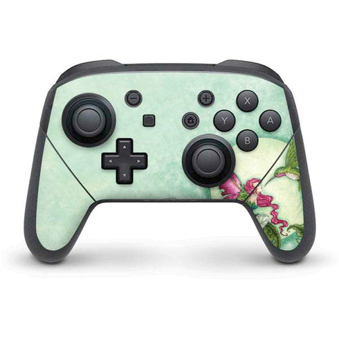 Amy Brown Flirting Fairy and Hummingbird Nintendo Switch Pro Controller Skin