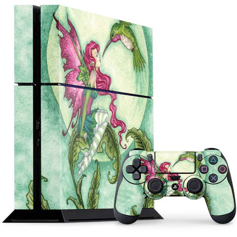 Amy Brown Flirting Fairy and Hummingbird PS4 Console and Controller Bundle Skin