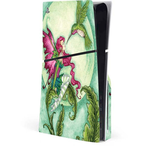 Flirting Fairy and Hummingbird by Amy Brown PS5 Slim Disk Console Skin