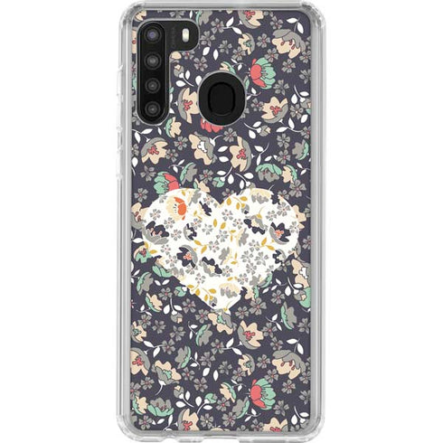 Floral Heart Galaxy A21 Clear Case