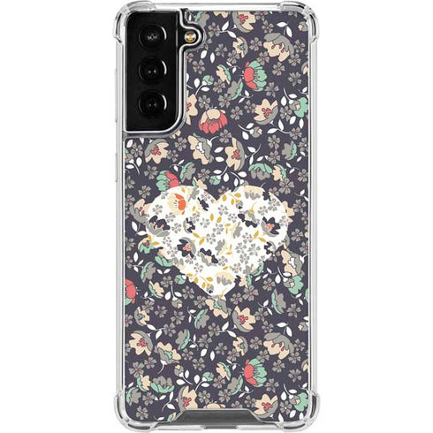 Floral Heart Galaxy S21 FE Clear Case