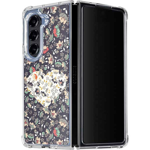 Floral Heart Galaxy Z Fold5 5G Clear Case