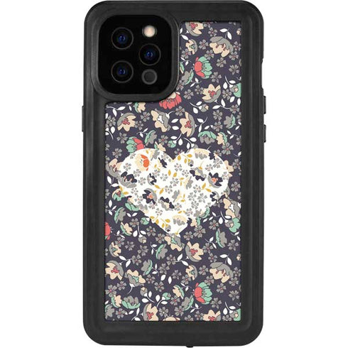 Floral Heart iPhone 12 Pro Max Waterproof Case