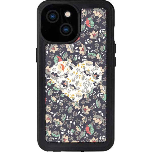 Floral Heart iPhone 13 Mini Waterproof Case