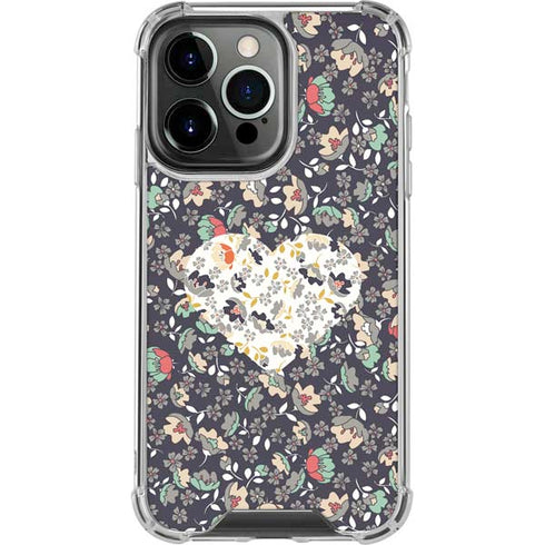 Floral Heart iPhone 15 Pro Clear Case