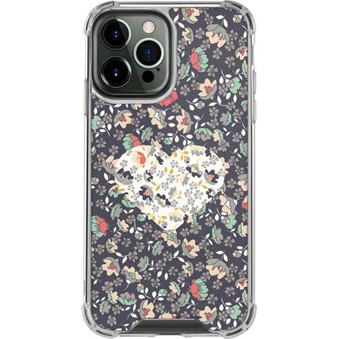 Floral Heart iPhone 14 Pro Max Clear Case
