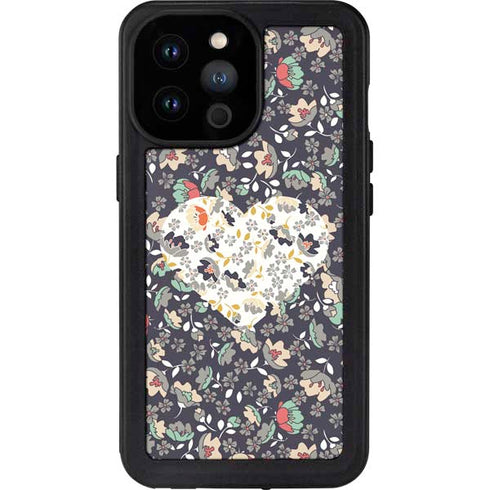 Floral Heart iPhone 14 Pro Max Waterproof Case