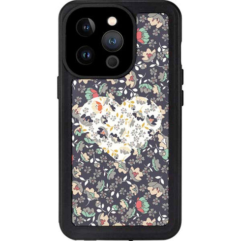 Floral Heart iPhone 14 Pro Waterproof Case