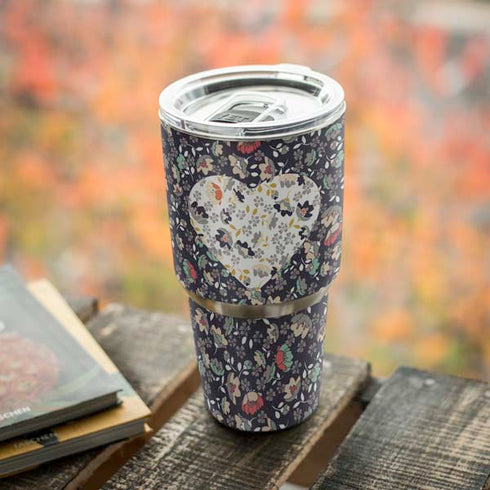 Floral Heart Yeti 30oz Rambler Tumbler Skin