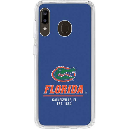 University of Florida Gainesville Est 1853 Blue Galaxy A20 Clear Case