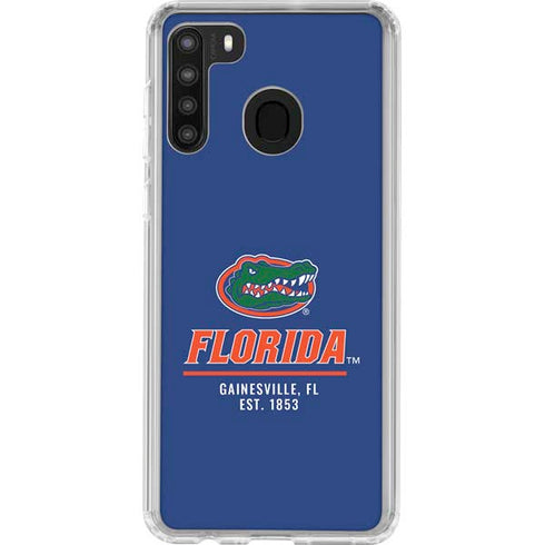 University of Florida Gainesville Est 1853 Blue Galaxy A21 Clear Case