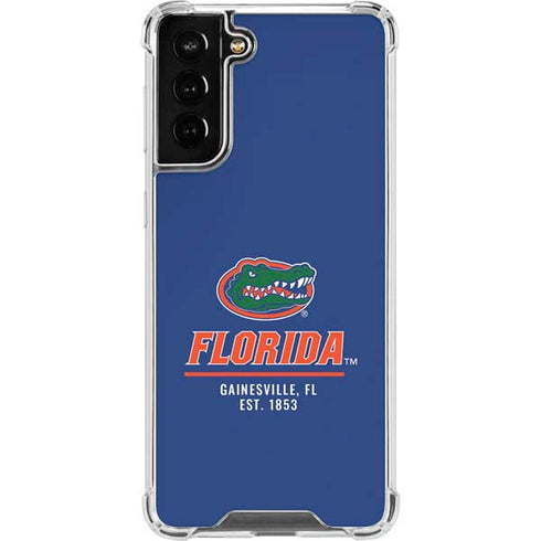 University of Florida Gainesville Est 1853 Blue Galaxy S21 FE Clear Case