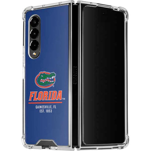 University of Florida Gainesville Est 1853 Blue Galaxy Z Fold4 5G Clear Case