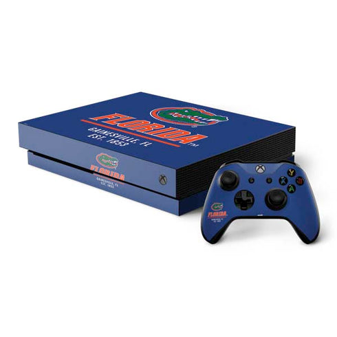 University of Florida Gainesville Est 1853 Blue Xbox One X Bundle Skin