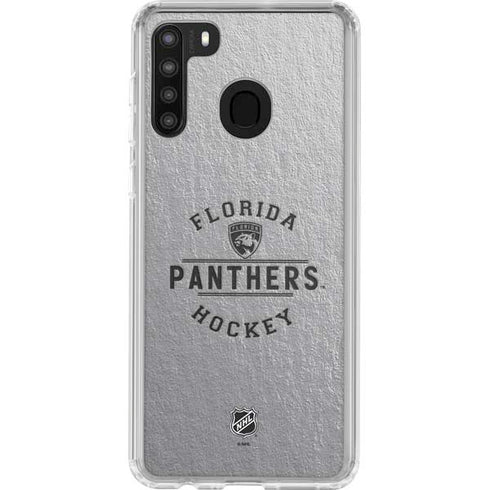 NHL Florida Panthers Black Text Galaxy A21 Clear Case