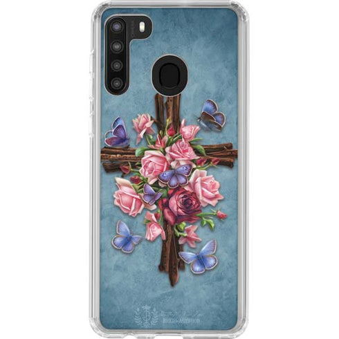 Brigid Ashwood Flower Cross Galaxy A21 Clear Case