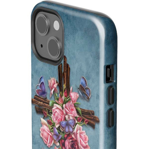 Flower Cross by Brigid Ashwood iPhone 15 Plus Impact Case