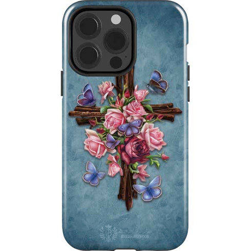 Flower Cross by Brigid Ashwood iPhone 15 Pro Impact Case