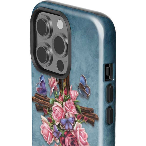 Flower Cross by Brigid Ashwood iPhone 15 Pro Impact Case
