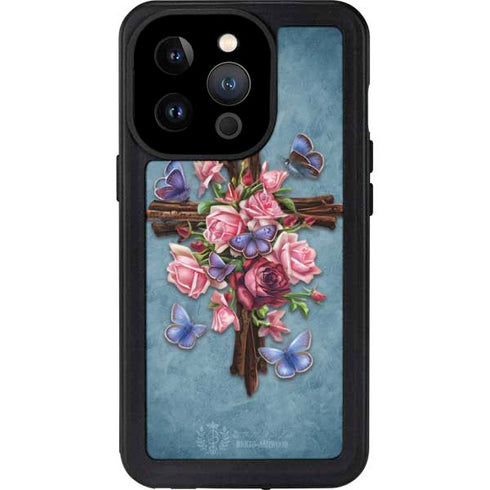 Brigid Ashwood Flower Cross iPhone 14 Pro Waterproof Case