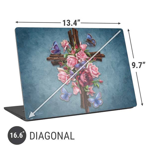 Brigid Ashwood Flower Cross Universal Laptop 16.6in (13.4 x 9.7in) Skin
