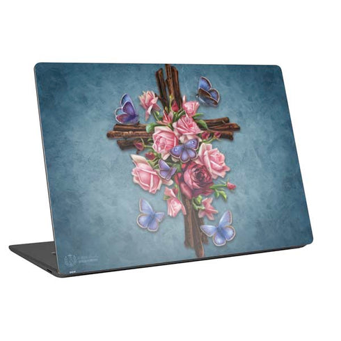 Brigid Ashwood Flower Cross Universal Laptop 18in (14.6 x 10.6in) Skin