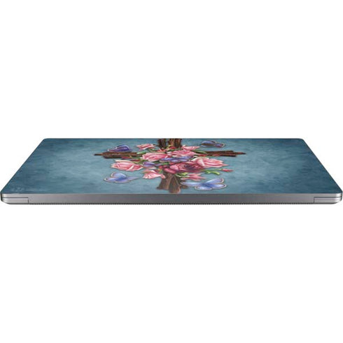 Brigid Ashwood Flower Cross Universal Laptop 18in (14.6 x 10.6in) Skin