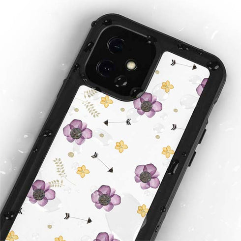 Flowers and Arrows iPhone 12 Waterproof Case
