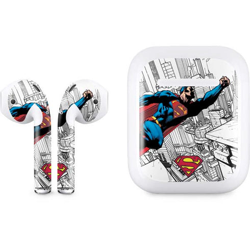 DC Comics Superman Flying Over City Pose Apple AirPods Skin