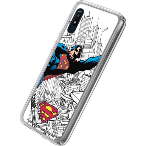 DC Comics Superman Flying Over City Pose Galaxy A10e Clear Case