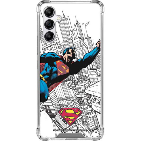 DC Comics Superman Flying Over City Pose Galaxy A14 5G Clear Case