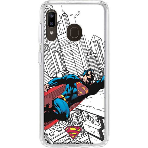 DC Comics Superman Flying Over City Pose Galaxy A20 Clear Case