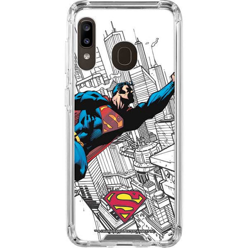 DC Comics Superman Flying Over City Pose Galaxy A30 Clear Case