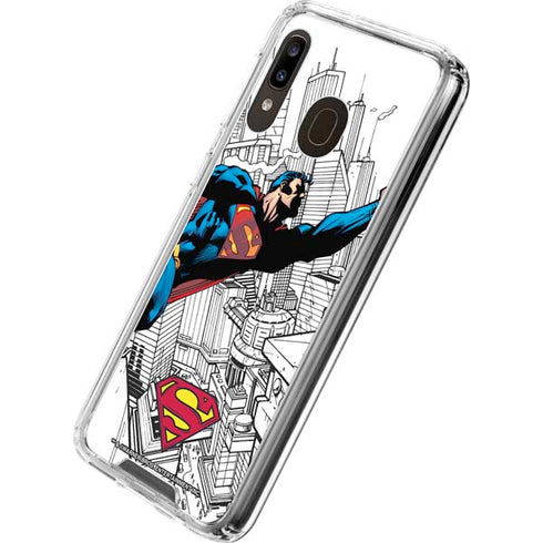 DC Comics Superman Flying Over City Pose Galaxy A30 Clear Case