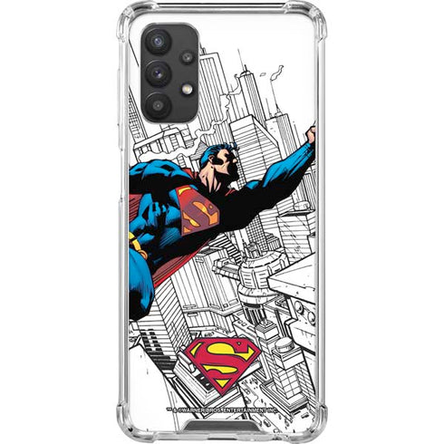 DC Comics Superman Flying Over City Pose Galaxy A32 5G Clear Case