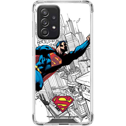 DC Comics Superman Flying Over City Pose Galaxy A52 5G Clear Case