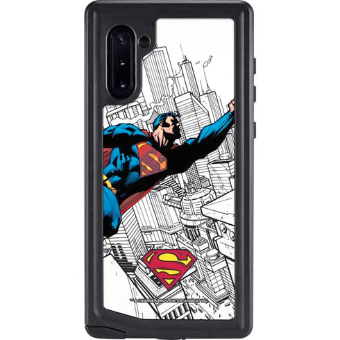 DC Comics Superman Flying Over City Pose Galaxy Note 10 Waterproof Case
