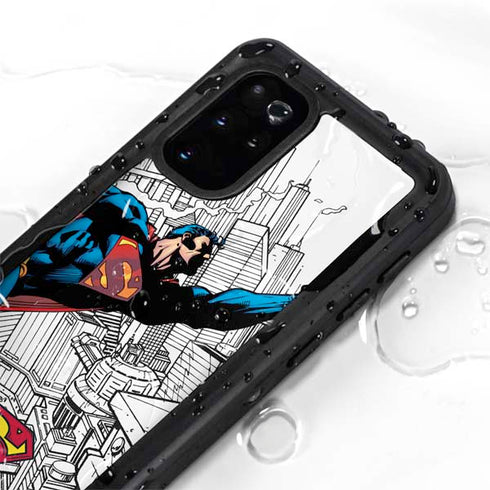DC Comics Superman Flying Over City Pose Galaxy S20 Plus Waterproof Case